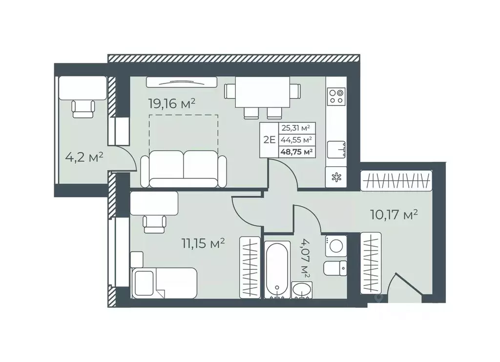 2-к кв. Тульская область, Узловая  (48.75 м) - Фото 1