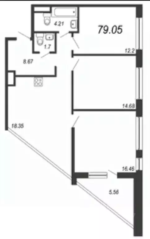 3-к кв. Санкт-Петербург Планерная ул., 97к1 (79.1 м) - Фото 1