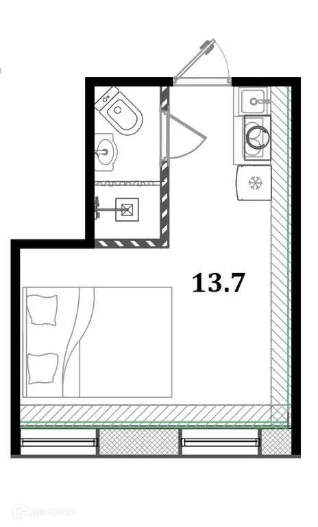Продаётся квартира-студия, 13.7 м - Фото 1