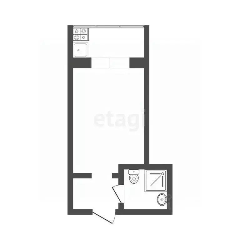 Студия Тюменская область, Тюмень ул. Бабарынка, 20а (15.4 м) - Фото 2
