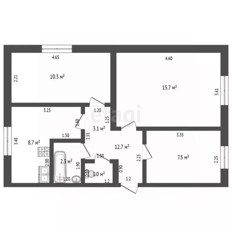 3-к кв. Ханты-Мансийский АО, Ханты-Мансийск Садовая ул., 3 (51.3 м) - Фото 1