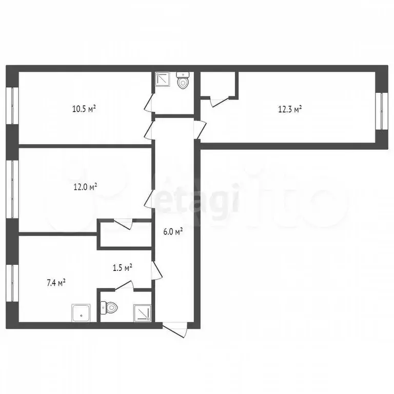 3-к. квартира, 55 м, 1/5 эт. - Фото 0