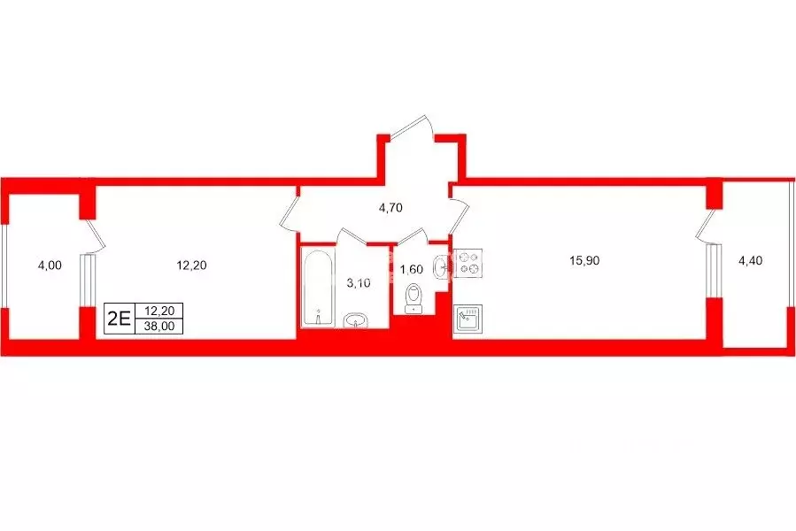 1-к кв. Санкт-Петербург пос. Стрельна, просп. Буденного, 22 (38.0 м) - Фото 2