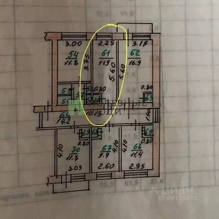 Комната Орловская область, Орел пер. Матроса Силякова, 5 (12.0 м) - Фото 2