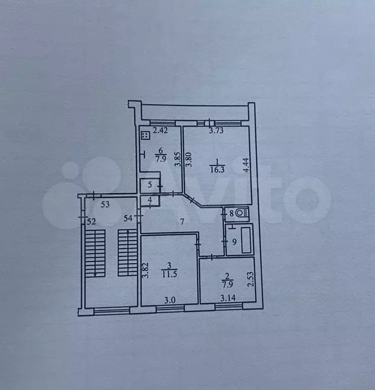 3-к. квартира, 58,2 м, 3/5 эт. - Фото 0