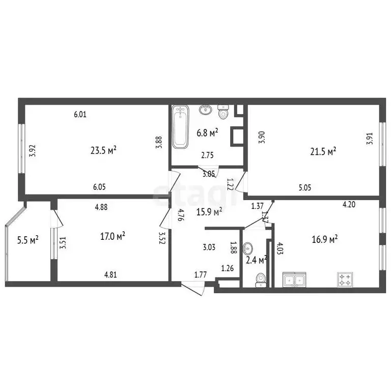 3-комнатная квартира: Санкт-Петербург, Петергофское шоссе, 53 (105 м) - Фото 1