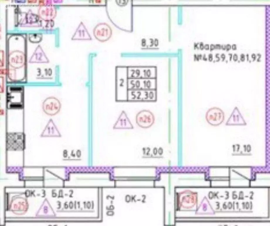 2-комнатная квартира: Тамбов, Моршанское шоссе, 24О (52.3 м) - Фото 1