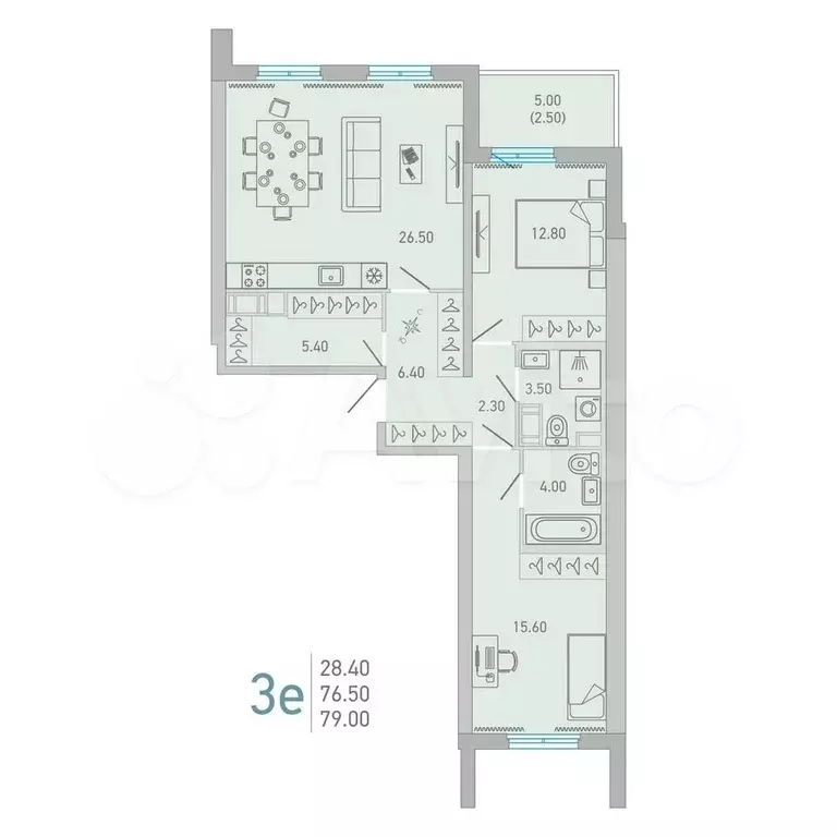 2-к. квартира, 79 м, 9/16 эт. - Фото 0