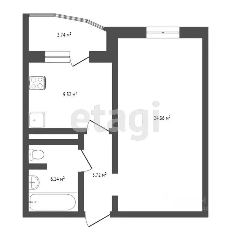 1-к кв. Тюменская область, Тюменский муниципальный округ, д. Дударева ... - Фото 2