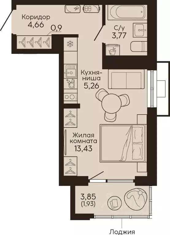 Студия Свердловская область, Екатеринбург Вокзальный жилрайон,  (29.95 ... - Фото 1