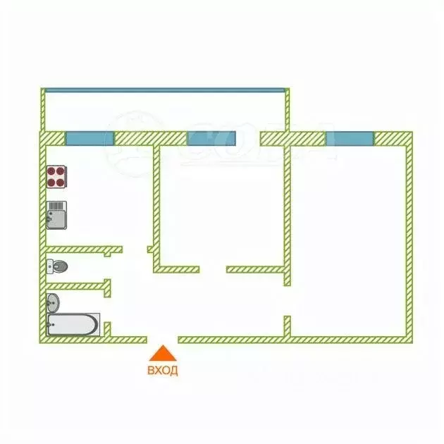 2-к кв. Тюменская область, Тюмень Харьковская ул., 54а (52.0 м) - Фото 2