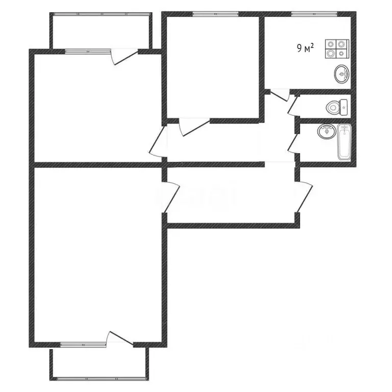 3-к кв. Белгородская область, Белгород ул. Конева, 4 (73.0 м) - Фото 2