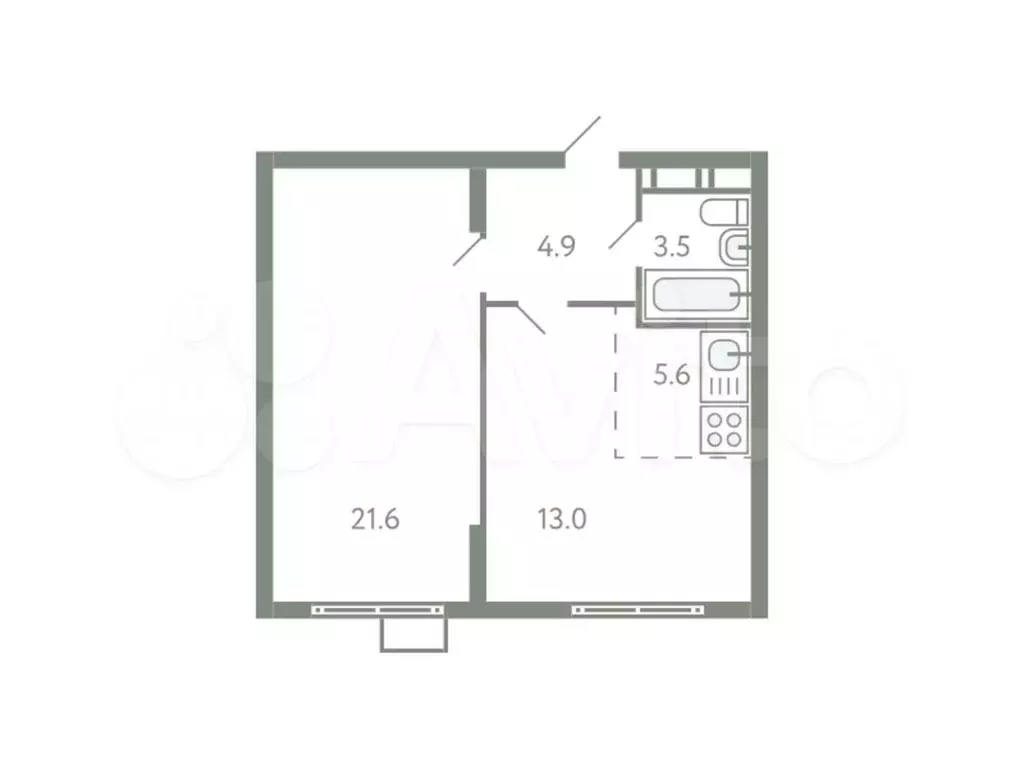 2-к. квартира, 48,6 м, 3/9 эт. - Фото 0