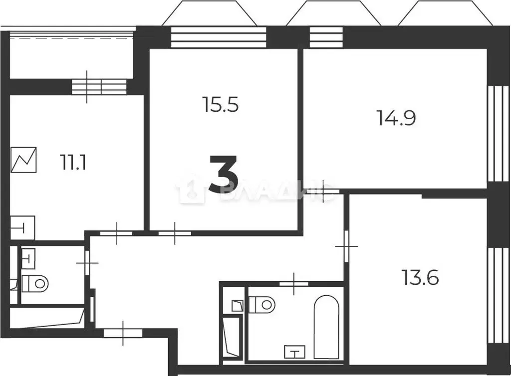 3-комнатная квартира: Москва, Чоботовская улица, 2А (73.3 м) - Фото 1