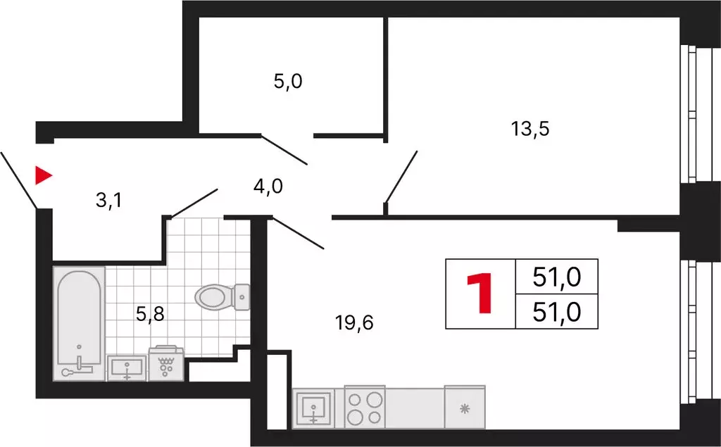 1-комнатная квартира: Москва, ЖК Бестселлер (51 м) - Фото 1