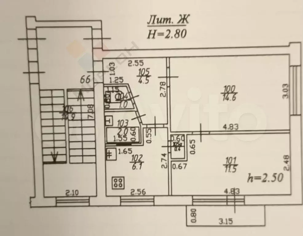 2-к. квартира, 40,1 м, 4/5 эт. - Фото 0