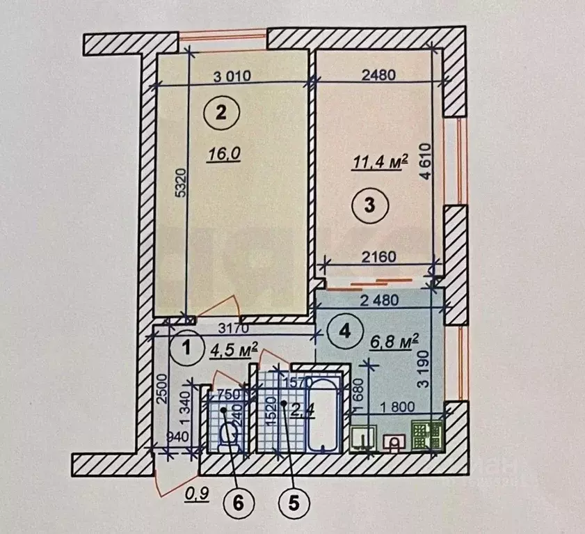 2-к кв. Адыгея, Майкоп ул. 3-го Интернационала (42.0 м) - Фото 1