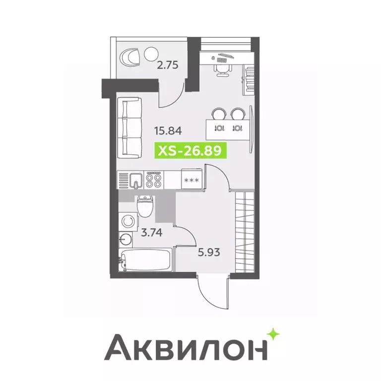 студия санкт-петербург пос. шушары, (26.89 м) - Фото 0