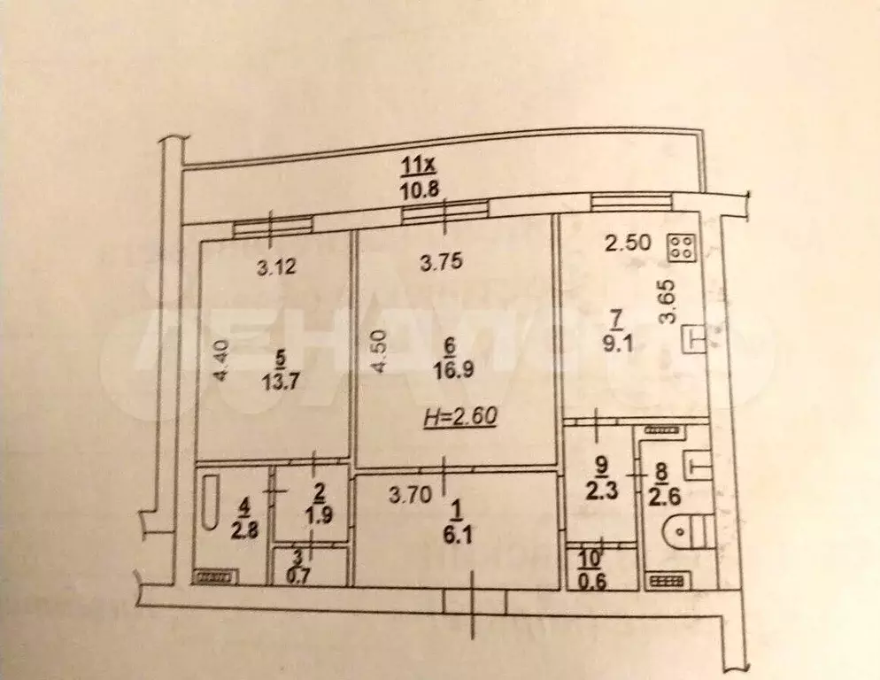 2-к. квартира, 56,7 м, 7/14 эт. - Фото 0