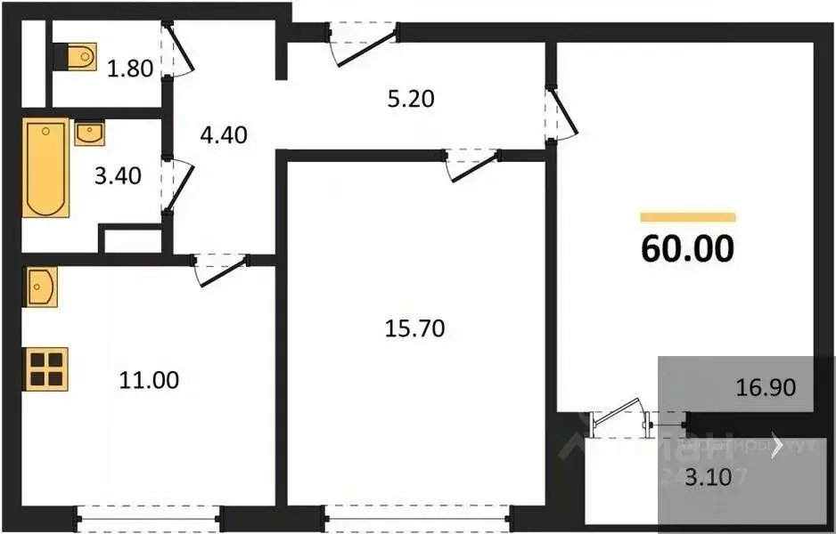 2-к кв. Воронежская область, Воронеж ул. Пескова, 8 (60.0 м) - Фото 0
