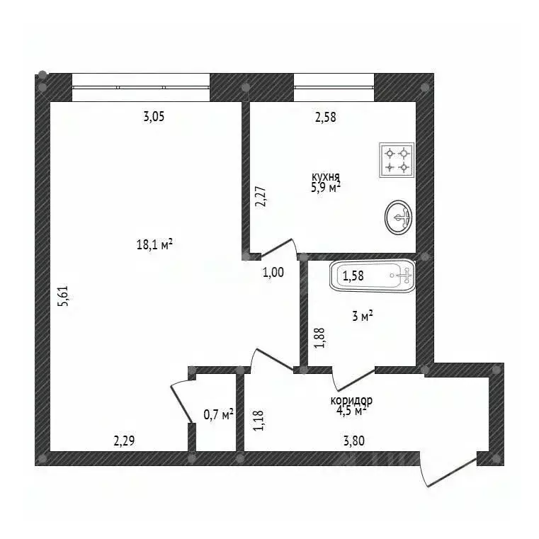 1-к кв. Башкортостан, Уфа Кольцевая ул., 59 (32.2 м) - Фото 1