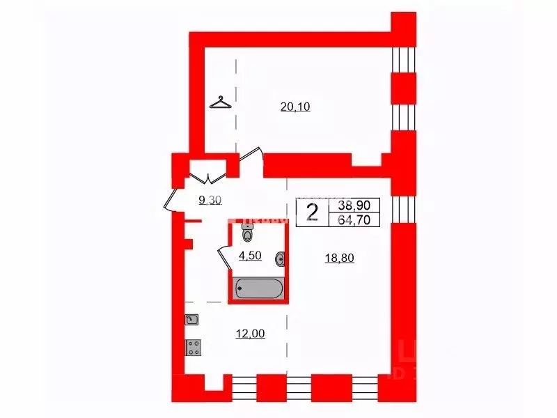 1-к кв. Санкт-Петербург Невский просп., 133Г (64.7 м) - Фото 1