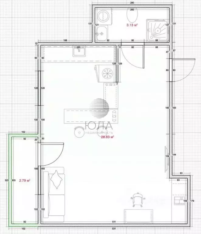 Квартира, студия, 32 м - Фото 2