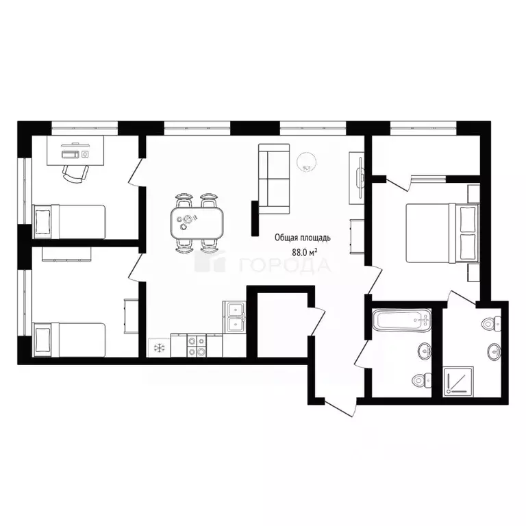 4-к кв. Новосибирская область, Новосибирск ул. Никитина, 10 (88.0 м) - Фото 2