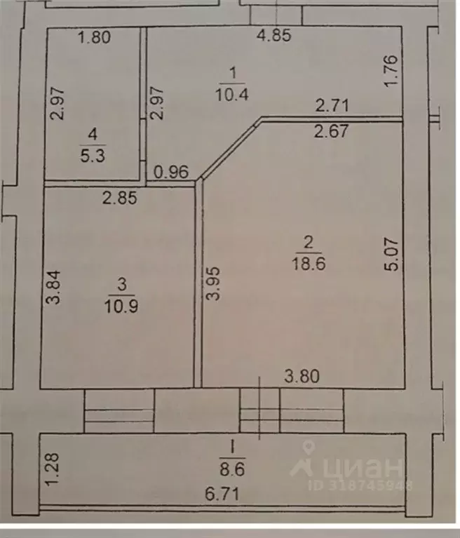 1-к кв. Томская область, Томск тракт Иркутский, 206 (45.2 м) - Фото 1