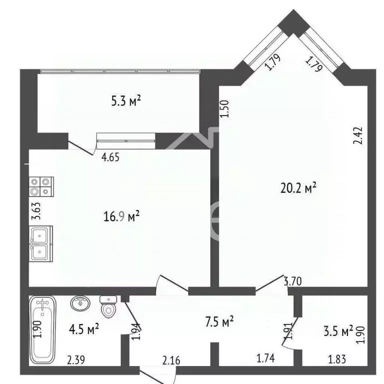 1-к кв. Самарская область, Самара ул. Мичурина, 147 (52.6 м) - Фото 2