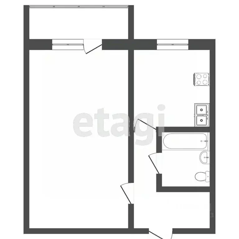 1-к кв. Ханты-Мансийский АО, Сургут ул. Энтузиастов, 39 (30.3 м) - Фото 1