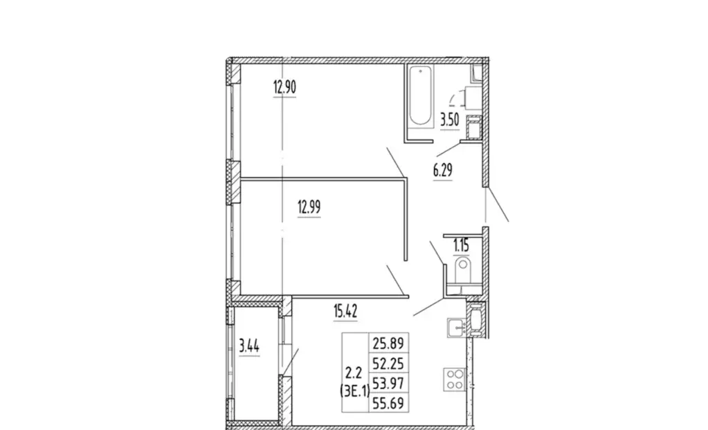 Продаётся 2-к квартира, 52.25 м - Фото 0