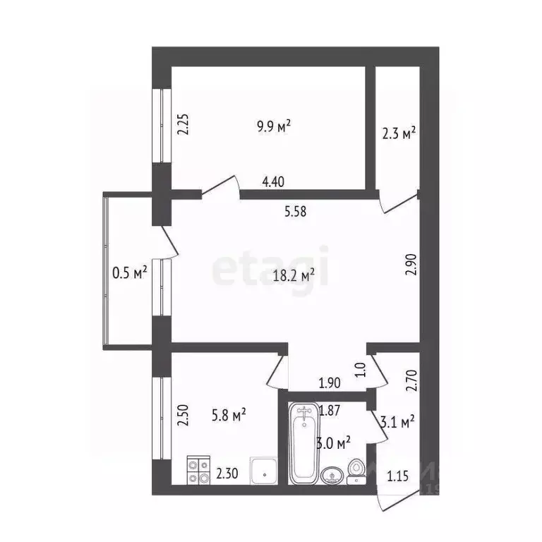 2-к кв. Мордовия, Саранск ул. Комарова, 1 (42.3 м) - Фото 2