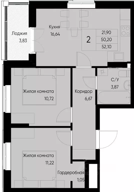 2-к кв. Татарстан, Зеленодольский район, Васильево муниципальное ... - Фото 0