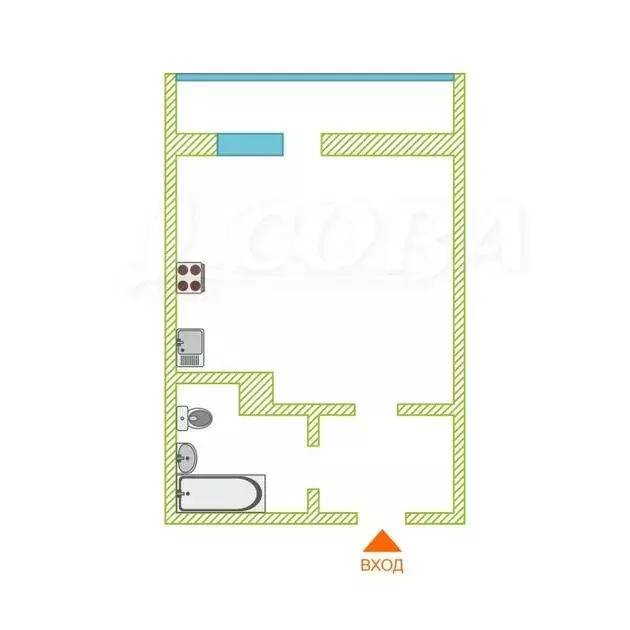 Квартира-студия: Тюмень, Газопромысловая улица, 8 (25 м) - Фото 1