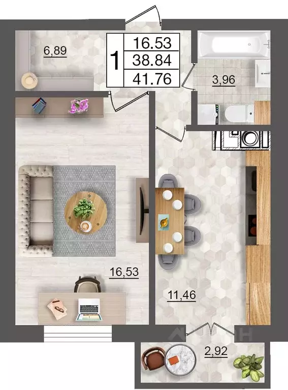 1-к кв. Смоленская область, Смоленск Максимум жилой комплекс (41.76 м) - Фото 1