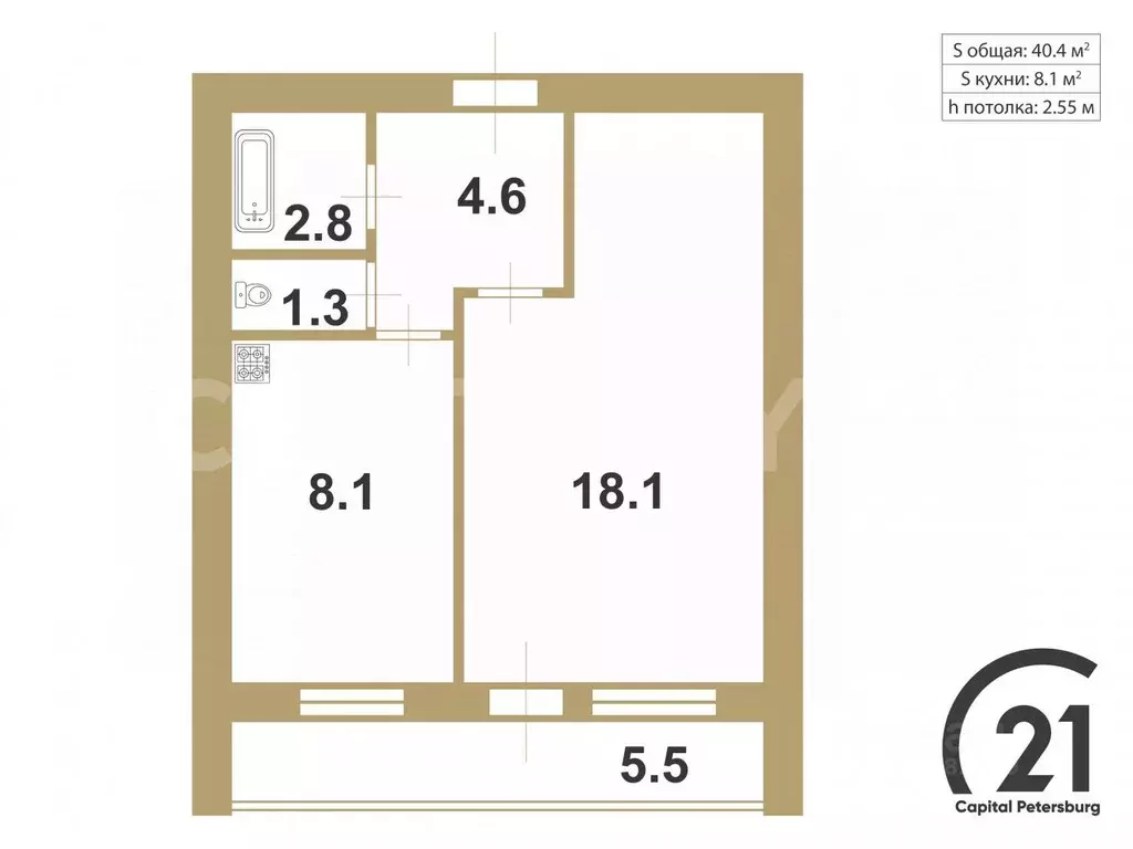 1-к кв. Санкт-Петербург просп. Ветеранов, 118К1 (34.9 м) - Фото 2