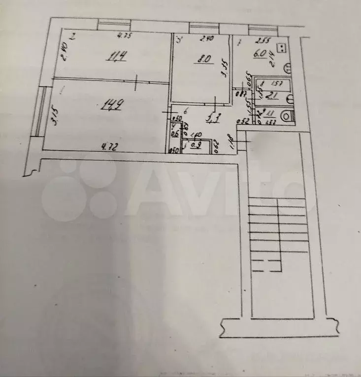 3-к. квартира, 50 м, 1/5 эт. - Фото 0