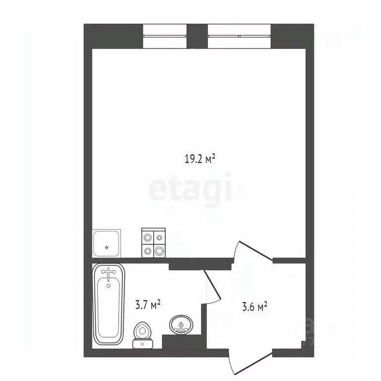 Студия Ямало-Ненецкий АО, Новый Уренгой Энтузиастов мкр, 9 (26.4 м) - Фото 2