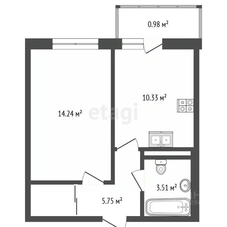 1-к кв. Краснодарский край, Темрюк Дальняя ул., 30/1 (34.1 м) - Фото 2