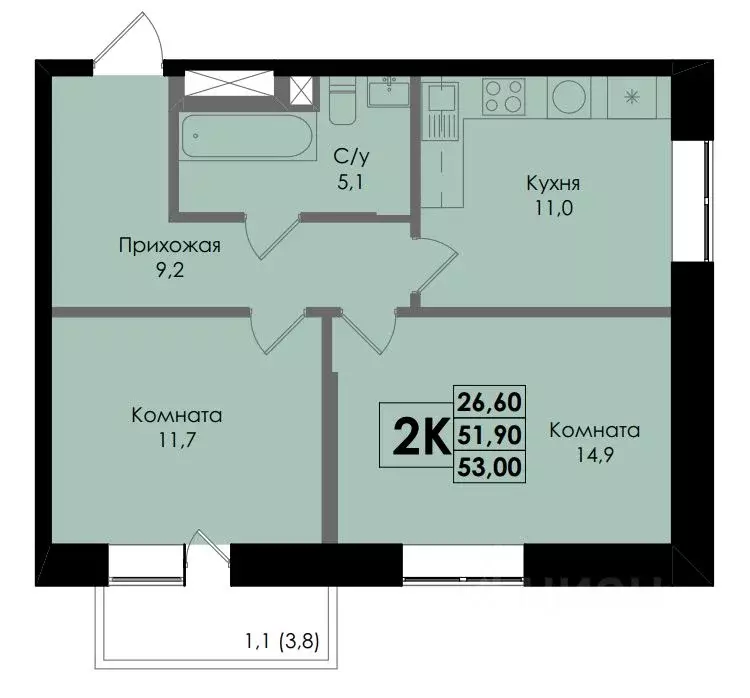 2-к кв. Ростовская область, Ростов-на-Дону Ботаника жилой комплекс ... - Фото 0