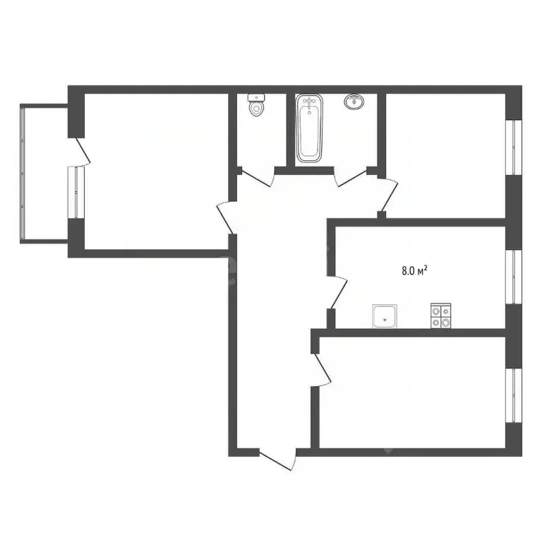3-к кв. Коми, Усинск Приполярная ул., 10А (65.3 м) - Фото 0