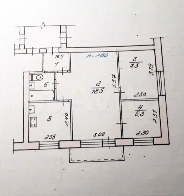 3-к. квартира, 42 м, 5/5 эт. - Фото 0