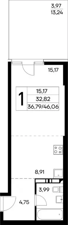 2-к кв. Крым, Алушта муниципальный округ, пос. Семидворье  (45.85 м) - Фото 1