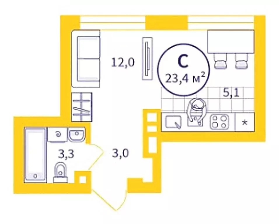 Квартира-студия: Екатеринбург, улица Репина, 111 (23.4 м) - Фото 0