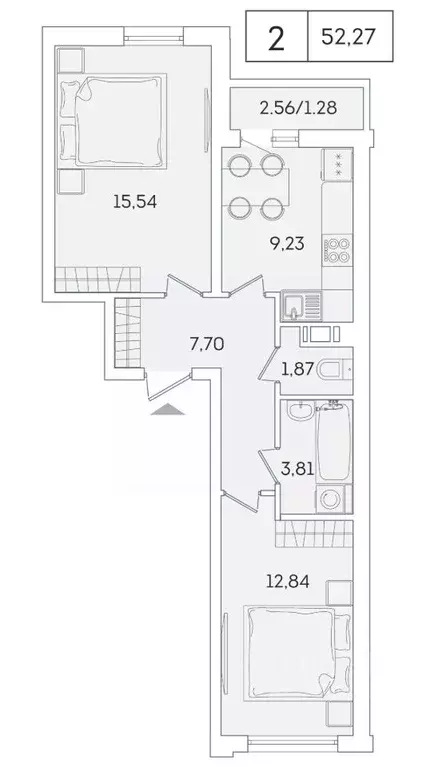 2-к кв. Ленинградская область, Мурино Всеволожский район, ул. ... - Фото 1