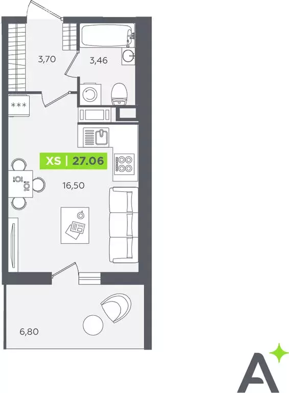 Квартира-студия: Кудрово, Солнечная улица, 10к2 (25.4 м) - Фото 1