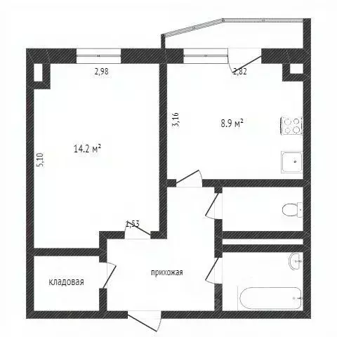 1-к кв. Ханты-Мансийский АО, Сургут Югорская ул., 5/4 (34.0 м) - Фото 1