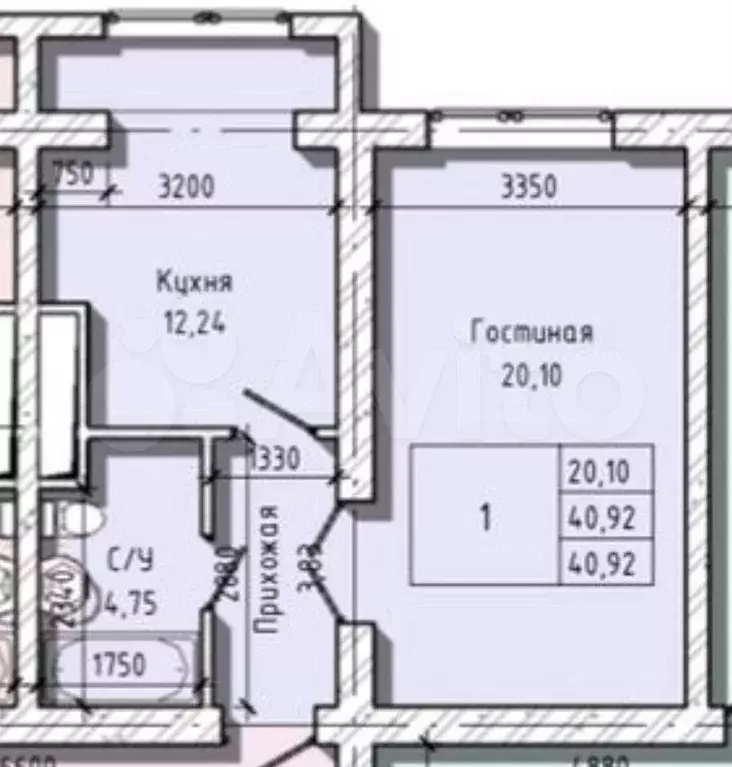 1-к. квартира, 40,9 м, 3/7 эт. - Фото 0