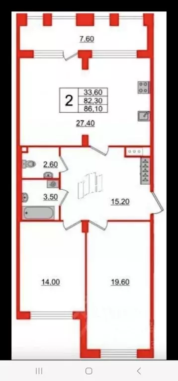 2-к кв. Санкт-Петербург Манчестерская ул., 5к1 (86.1 м) - Фото 1